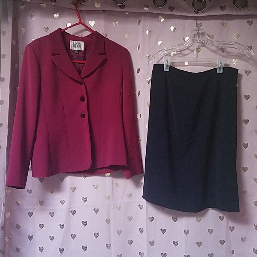 Burgundy and navy blue suit